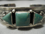 Quality Vintage Native American Navajo Royston Turquoise Sterling Silver 3-stone Bracelet Old-Nativo Arts