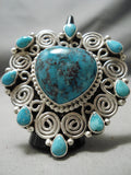 Very Important Huge Native American Navajo Tonya Rafael Turquoise Heart Sterling Silver Ring-Nativo Arts