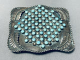 The Most Unique Ever Vintage Native American Navajo Turquoise Snake Eyes Sterling Silver Buckle-Nativo Arts