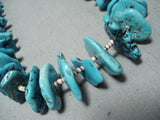 Gorgeous Vintage Native American Navajo Old Kingman Turquoise Sterling Silver Necklace Old-Nativo Arts