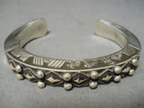 Ornamental Vintage Navajo Sterling Silver Bracelet Old Native American-Nativo Arts