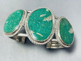 Huge Vintage Native American Navajo Green Turquoise Sterling Silver Bracelet-Nativo Arts