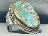 One Of The Craziest Ever Native American Navajo #8 Turquoise Sterling Silver Bracelet-Nativo Arts