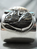 One Of The Most Detailed Ever Turquoise Sterling Silver Chief Bracelet-Nativo Arts