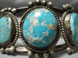 One Of Best Vintage Native American Navajo Gilber Turquoise Sterling Silver Bracelet-Nativo Arts