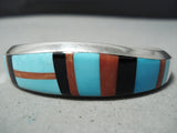 Important Vintage Native American Navajo Larry Castillo Turquoise Sterling Silver Bracelet-Nativo Arts