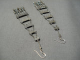 Towering Vintage Zuni Native American Turquoise Sterling Silver Earrings-Nativo Arts