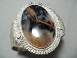 Early Vintage Native American Navajo Petrified Wood Sterling Silver Bracelet Old-Nativo Arts