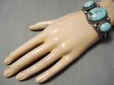 One Of The Best Vintage Native American Navajo Domed #8 Turquoise Sterling Silver Bracelet Old-Nativo Arts