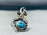 Exquisite Vintage Native American Navajo Morenci Turquoise Sterling Silver Ring-Nativo Arts