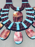 Native American The Biggest Best Santo Domingo Turquoise Purple Shell Inlay Necklace-Nativo Arts