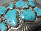 Gigantic Vintage Native American Zuni Old Kingman Turquoise Sterling Silver Buckle-Nativo Arts