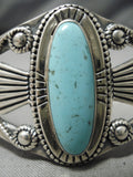 Stunning Vintage Native American Navajo Domed Turquoise Sterling Silver Bracelet Old-Nativo Arts
