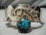 Unique Distinctive!! Vintage Native American Navajo Kokpelli Turquoise Sterling Silver Bracelet-Nativo Arts