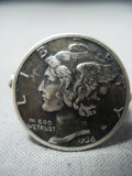 Superior Navajo Mercury Dime Sterling Silver Ring Native American-Nativo Arts