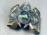 Heavy Spider Rare Turquoise Native American Navajo Sterling Silver Bracelet-Nativo Arts