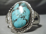 Rare Huge Vintage Native American Navajo Blue Diamond Turquoise Sterling Silver Bracelet Old-Nativo Arts