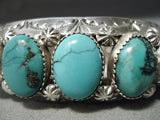 Heavy Thick Native American Navajo Domed Spiderweb Turquoise Sterling Silver Bracelet-Nativo Arts