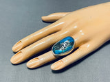 Rare Turquoise Vintage Native American Navajo Sterling Silver Chunky Ring-Nativo Arts