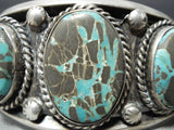 Heavy Vintage Native American Navajo Bisbee Turquoise Sterling Silver Bracelet Old Cuff-Nativo Arts