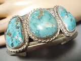 Outstanding Vintage Native American Navajo Pilot Mountain Turquoise Sterling Silver Bracelet-Nativo Arts