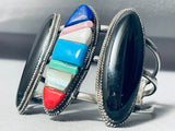 One Of The Most Unique Vintage Native American Navajo Turquoise Sterling Silver Inlay Bracelet-Nativo Arts