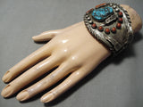 One Of The Best Huge Vintage Native American Navajo Turquoise Sterling Silver Bracelet Old-Nativo Arts