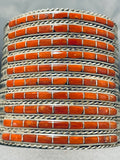 One Of The Tallest Coral Sterling Silver Native American Zuni Bracelet Ever-Nativo Arts
