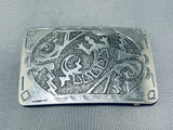 Fascinating Native American Navajo Signed Handcarved Sterling Silver Gekko Buckle-Nativo Arts