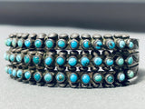 Opulent Vintage Native American Zuni Turquoise Snake Eyes Sterling Silver Bracelet Old-Nativo Arts