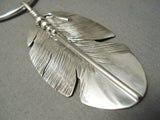 So Detailed Intrciate Native American Navajo Hand Carved Sterling Silver Necklace-Nativo Arts