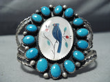 Blue Jay Vintage Native American Zuni Sleeping Beauty Turquoise Sterling Silver Bracelet-Nativo Arts