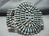 Early Huge Vintage Zuni Native American Navajo Turquoise Sterling Silver Cluster Bracelet-Nativo Arts