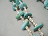 Astounding Vintage Navajo Blue Gem Turquoise Native American Heishi Necklace Old-Nativo Arts