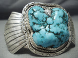 Gigantic Vintage Native American Navajo Spiderweb Turquoise Sterling Silver Bracelet Old-Nativo Arts