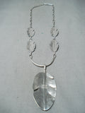 Impressive Native American Navajo Sterling Silver Feather Necklace-Nativo Arts