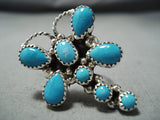 Charming Native American Navajo Sleeping Beauty Turquoise Sterling Silver Dragonfly Ring-Nativo Arts