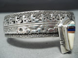 Inlay Master Vintage Native American Navajo Turquoise Sterling Silver Bracelet Cuff-Nativo Arts
