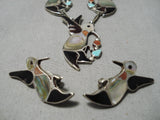 So Intricate! Vintage Zuni Native American Hummingbird Sterling Silver Necklace-Nativo Arts