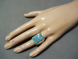 Fabulous Navajo Old Kingman Turquoise Sterling Silver Ring Native American-Nativo Arts