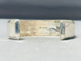 Thicker Signed Vintage Native American Navajo Turquoise Inlay Sterling Silver Bracelet-Nativo Arts