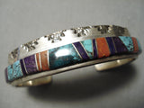 Native American Intricate!! Vintage Benny Zuni Turquoise Sugulite Sterling Silver Bracelet-Nativo Arts