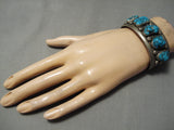 Heavy Thick Sturdy Vintage Native American Navajo Spiderweb Turquoise Sterling Silver Bracelet-Nativo Arts