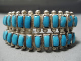 Stunning Vintage Native American Navajo Old Kingman Turquoise Sterling Silver Bracelet-Nativo Arts