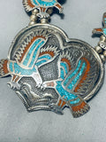 200 Gram Will Singer Vintage Native American Navajo Sterling Silver Squash Blossom Necklace-Nativo Arts