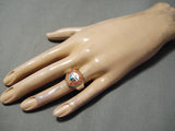 Important Vintage Native American Zuni Don Dewa Turquoise Sterling Silver Ring Old-Nativo Arts