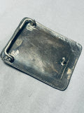 Native American Heavy Old Patina Vintage Hopi Turquoise Sterling Silver Buckle Old-Nativo Arts
