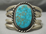 Vivid Rare #8 Turquoise Vintage Native American Navajo Sterling Silver Bracelet-Nativo Arts