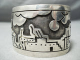 Native American Huge Vintage Hopi Sterling Silver Manuel Hoyungwa Sterling Silver Bracelet-Nativo Arts