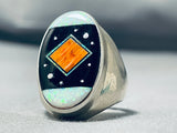 Heavy Men's Thick Native American Navajo Turquoise Sterling Silver Ring-Nativo Arts